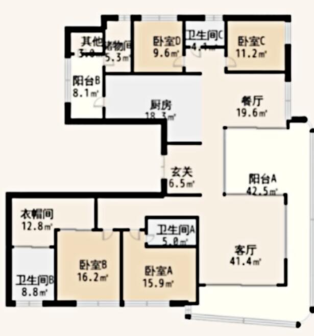 242㎡四室两厅三卫这样设计,妥妥的大户型气度.jpg